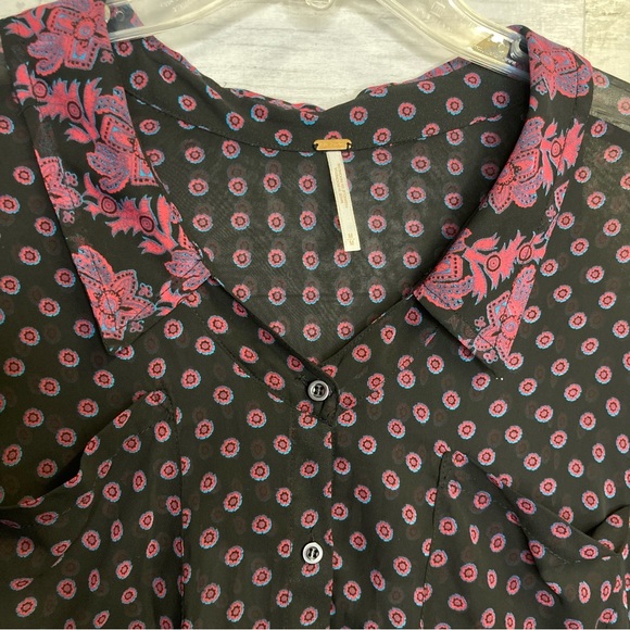 Free People Sheer Boho Button Down Blouse Size Medium - Picture 4 of 12